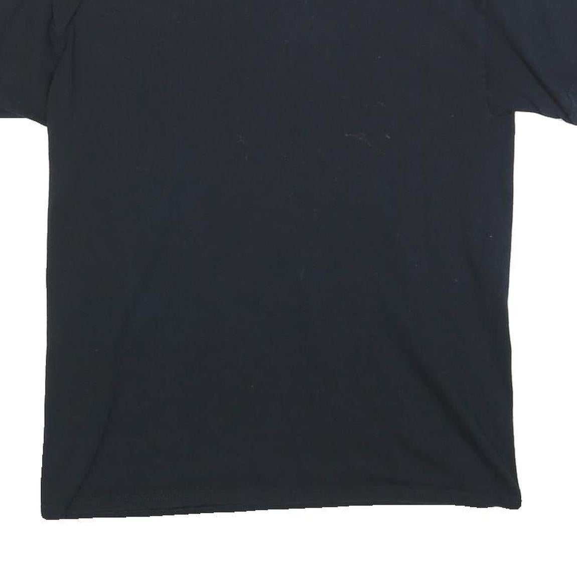 Mens Black Graphic T-Shirt S Short Sleeve Crew Neck Skull Wolf Print