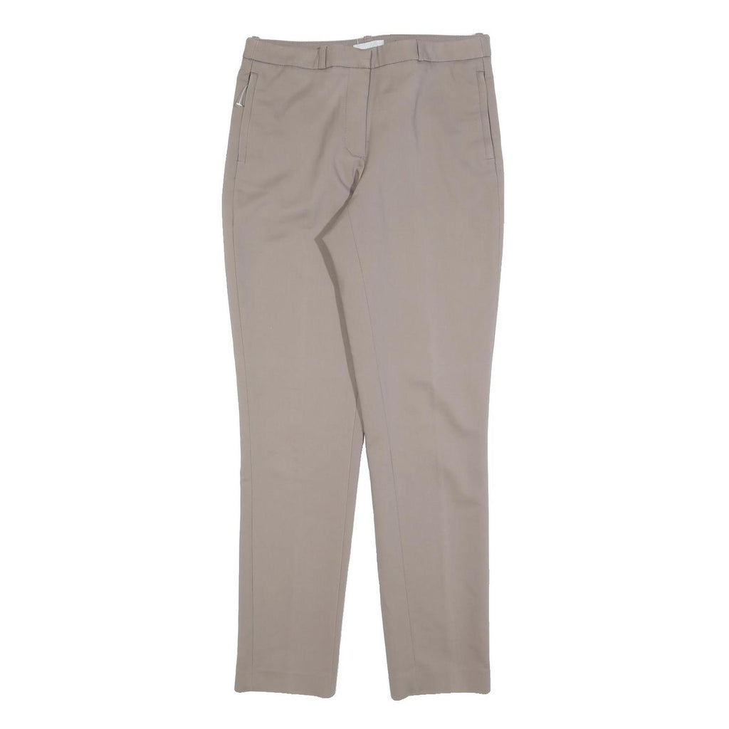 H&M Womens Cotton Blend Beige Slim Straight Trousers W30 L30 Formal Smart