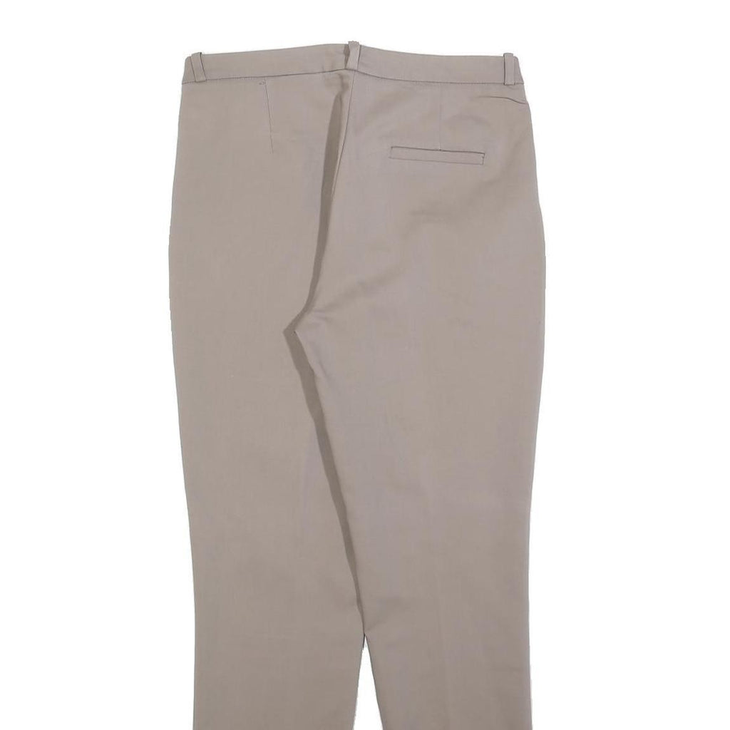 H&M Womens Cotton Blend Beige Slim Straight Trousers W30 L30 Formal Smart