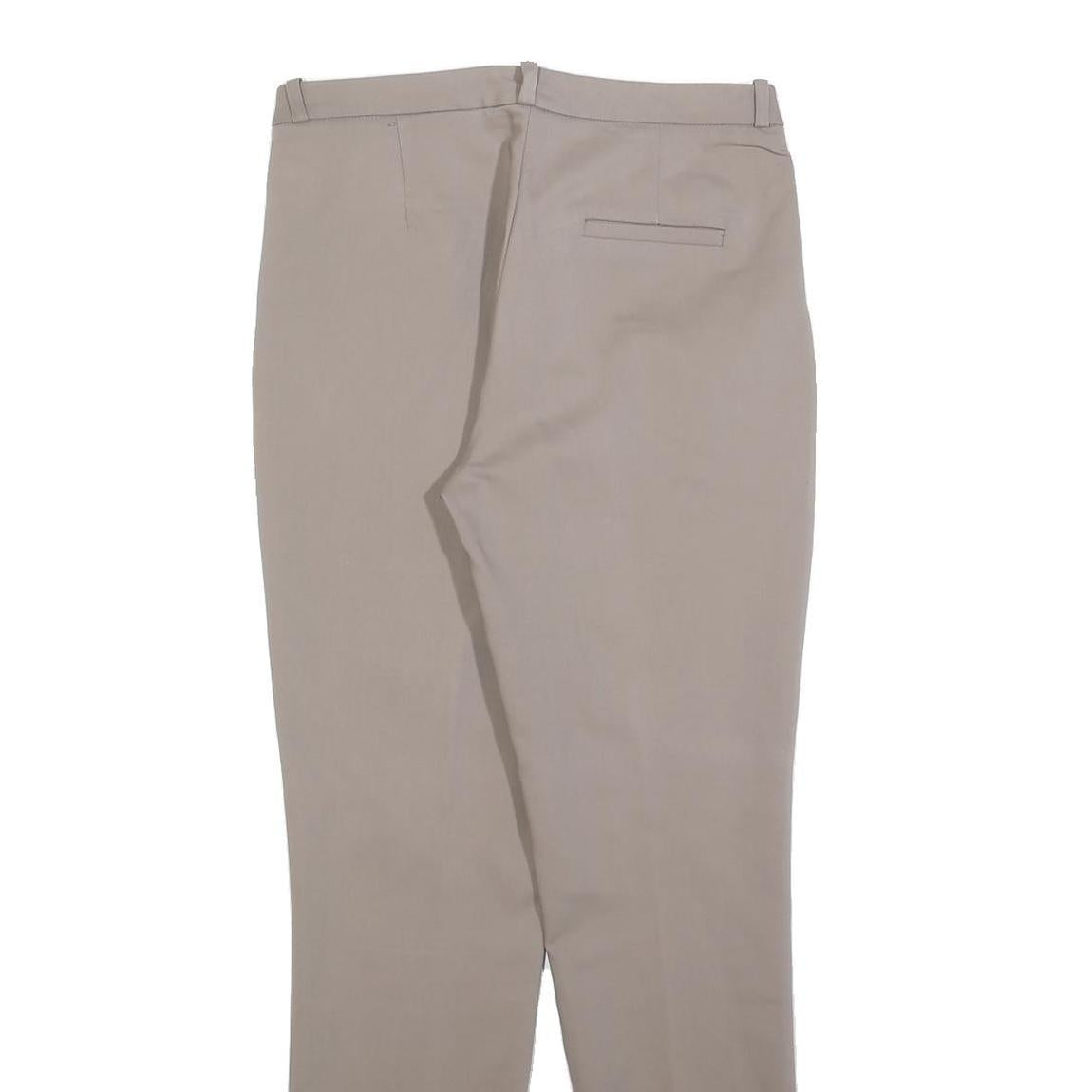 H&M Womens Cotton Blend Beige Slim Straight Trousers W30 L30 Formal Smart