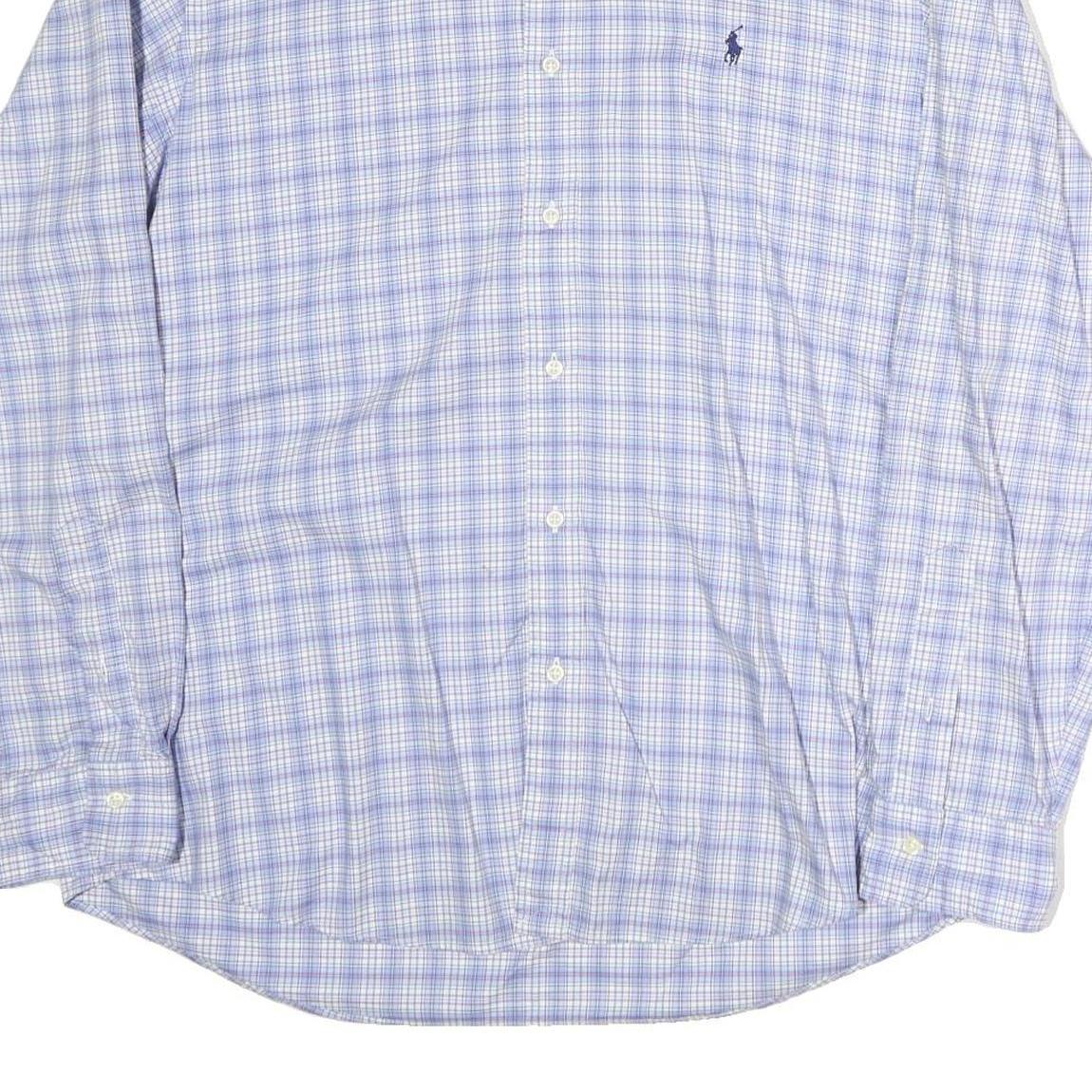 POLO RALPH LAUREN Mens Blue Check Shirt XL Cotton Classic Button-Down Long