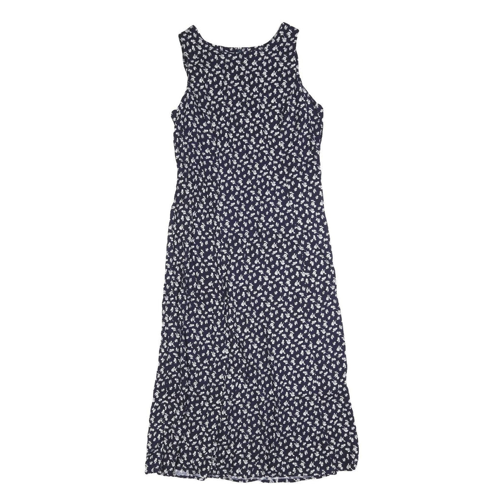 PERI PETITES Womens Navy Blue Floral Sleeveless Day Cotton Blend Midi Dress S