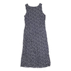 PERI PETITES Womens Navy Blue Floral Sleeveless Day Cotton Blend Midi Dress S