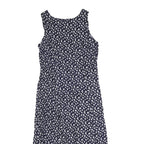 PERI PETITES Womens Navy Blue Floral Sleeveless Day Cotton Blend Midi Dress S