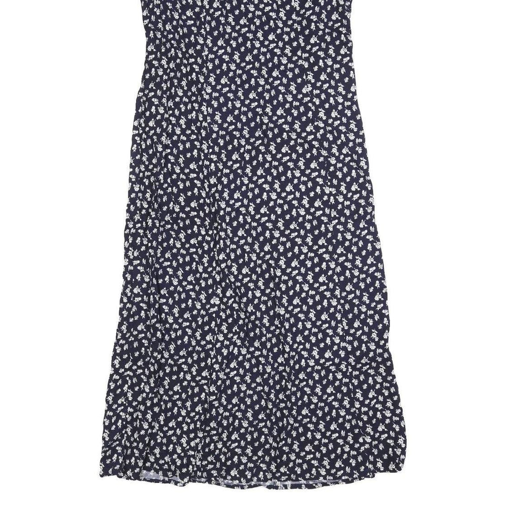 PERI PETITES Womens Navy Blue Floral Sleeveless Day Cotton Blend Midi Dress S