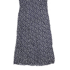 PERI PETITES Womens Navy Blue Floral Sleeveless Day Cotton Blend Midi Dress S