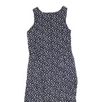 PERI PETITES Womens Navy Blue Floral Sleeveless Day Cotton Blend Midi Dress S