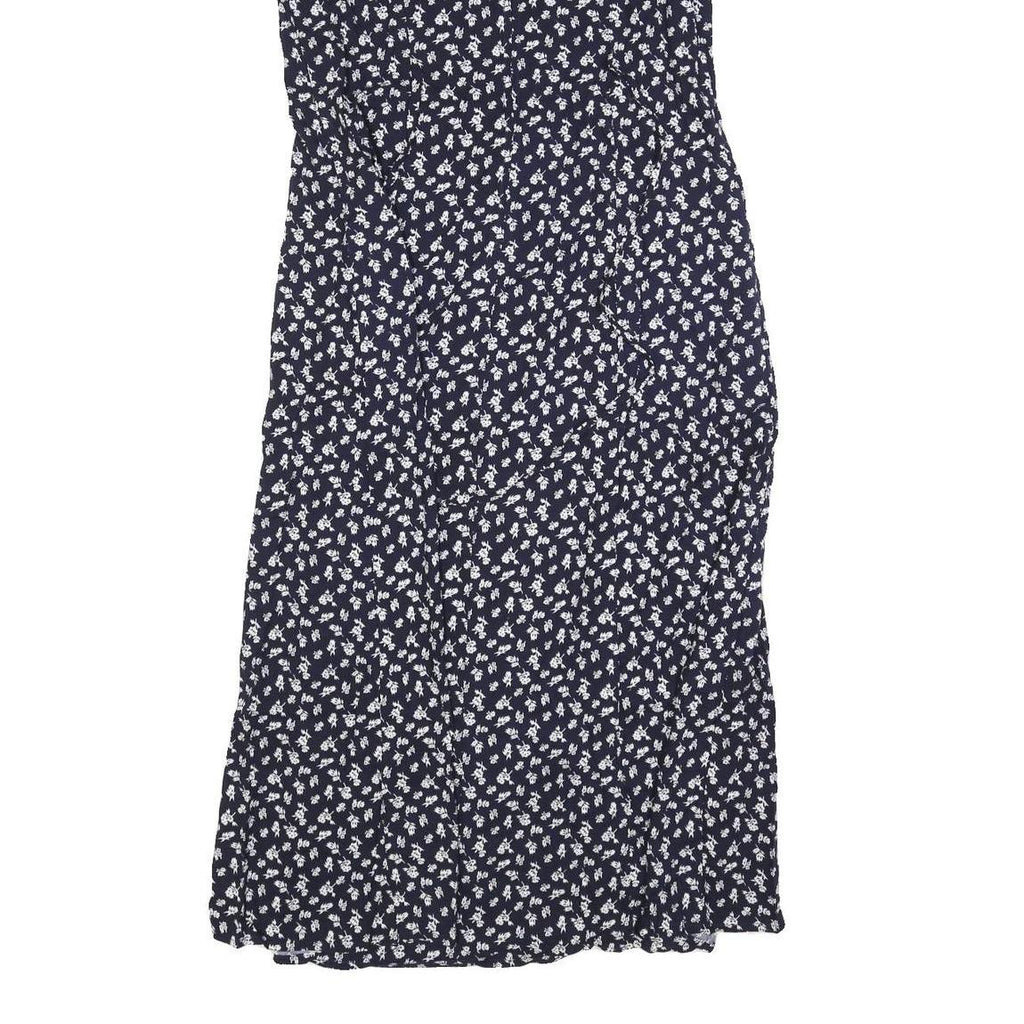 PERI PETITES Womens Navy Blue Floral Sleeveless Day Cotton Blend Midi Dress S