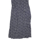 PERI PETITES Womens Navy Blue Floral Sleeveless Day Cotton Blend Midi Dress S