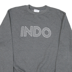 CHAMPION Mens Grey Crew Neck S Cotton Blend Sweatshirt INDO Logo Pullover