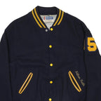 HOLLOWAY Mens Navy & Yellow Teays Valley Vikings Bomber Jacket XL Wool Blend
