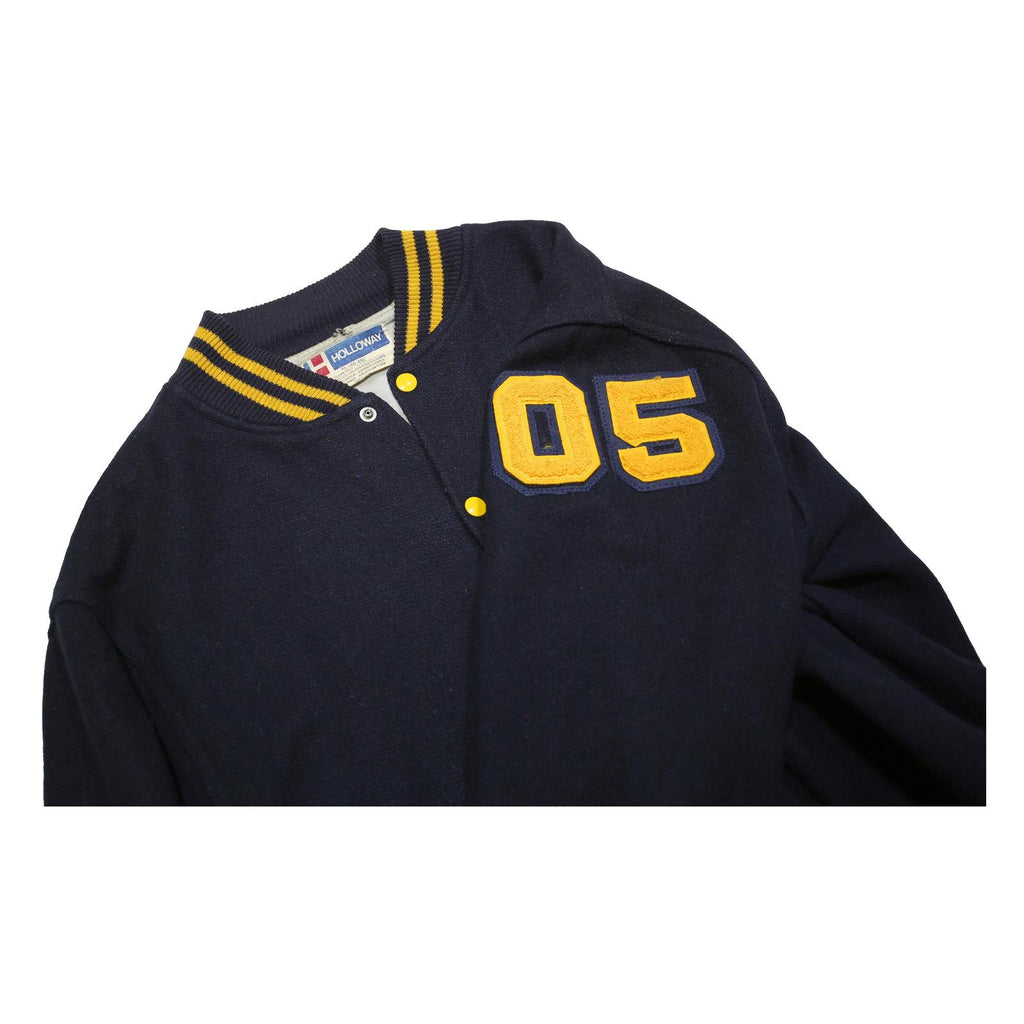 HOLLOWAY Mens Navy & Yellow Teays Valley Vikings Bomber Jacket XL Wool Blend