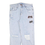 KARL KANI Womens Jeans Blue Relaxed Straight Denim Light W36 L32 Patchwork