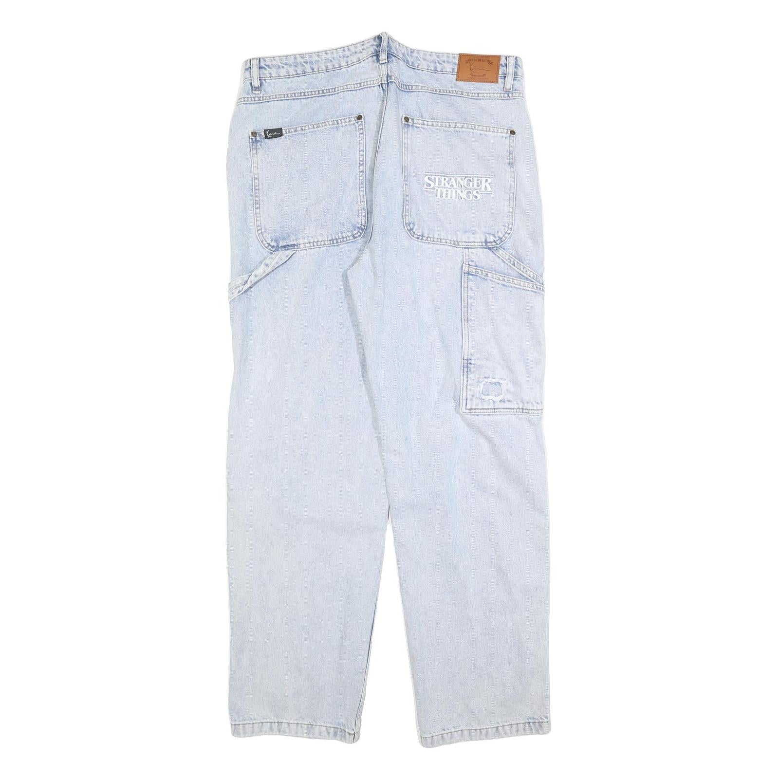 KARL KANI Womens Jeans Blue Relaxed Straight Denim Light W36 L32 Patchwork