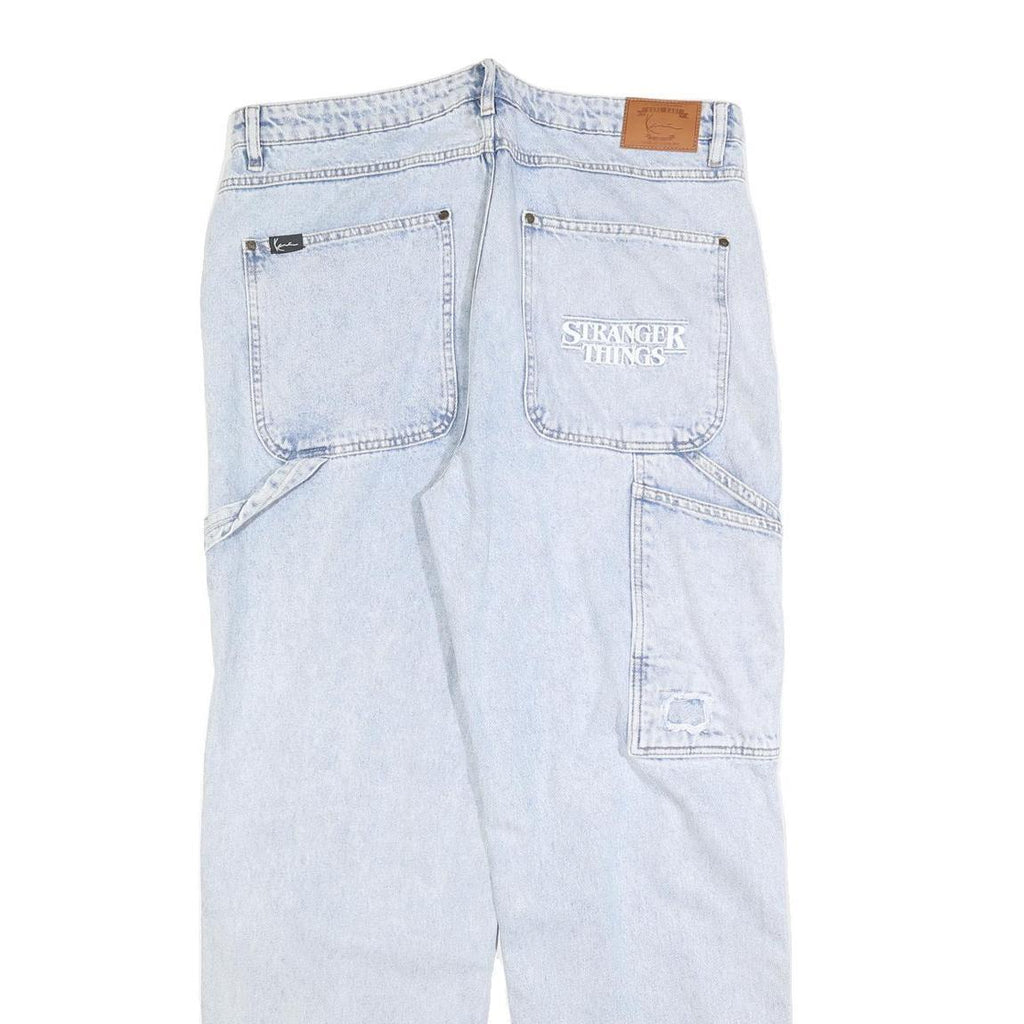 KARL KANI Womens Jeans Blue Relaxed Straight Denim Light W36 L32 Patchwork