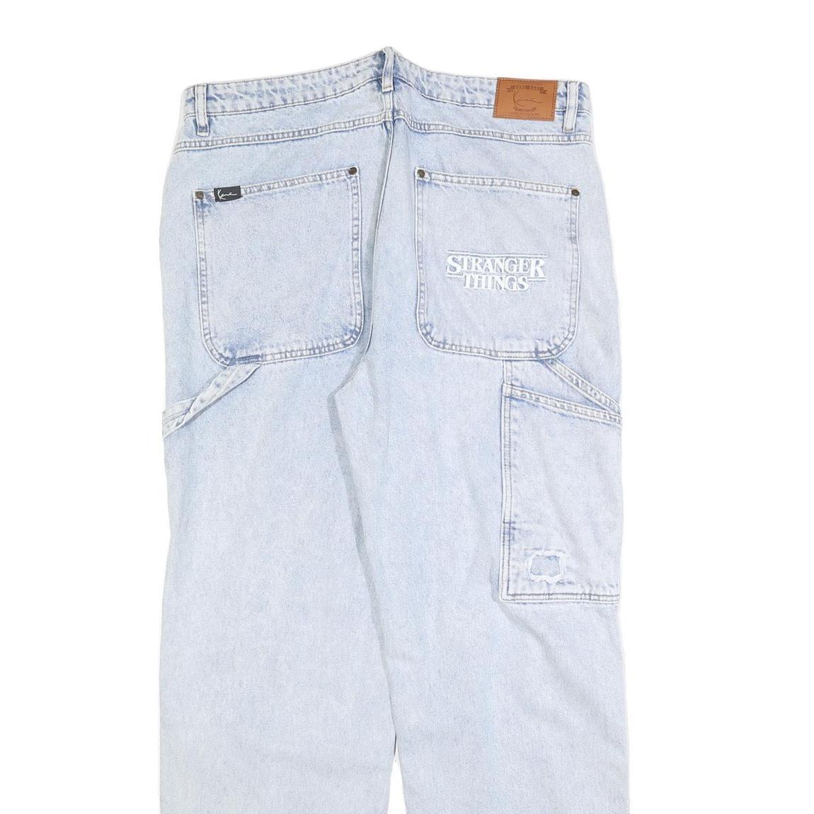 KARL KANI Womens Jeans Blue Relaxed Straight Denim Light W36 L32 Patchwork