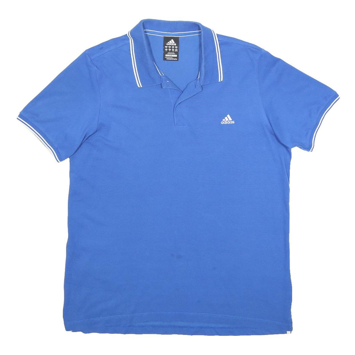 ADIDAS Mens Blue Polo Shirt XL Cotton Blend Short Sleeve Classic Logo
