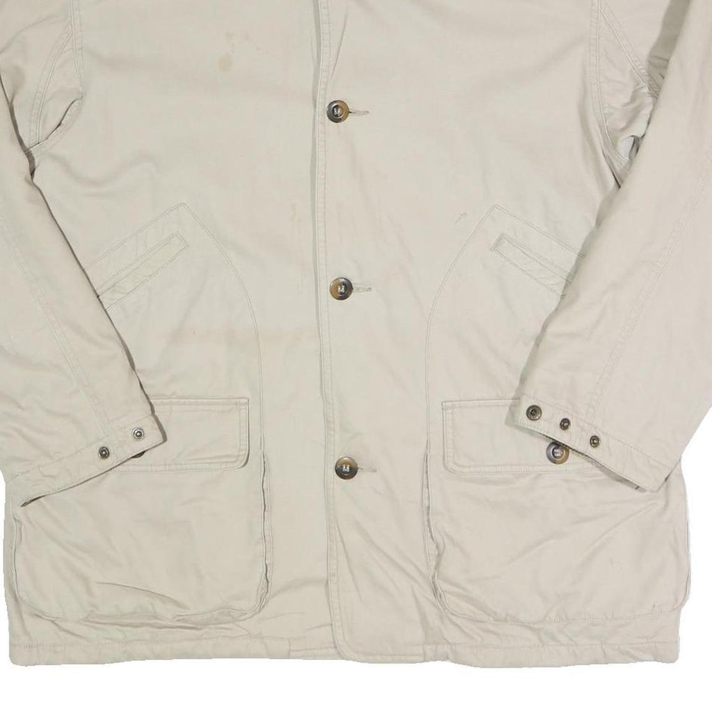 WOODSMAN ATA Mens Beige & Brown Casual Button Cotton Blend Jacket L Corduroy