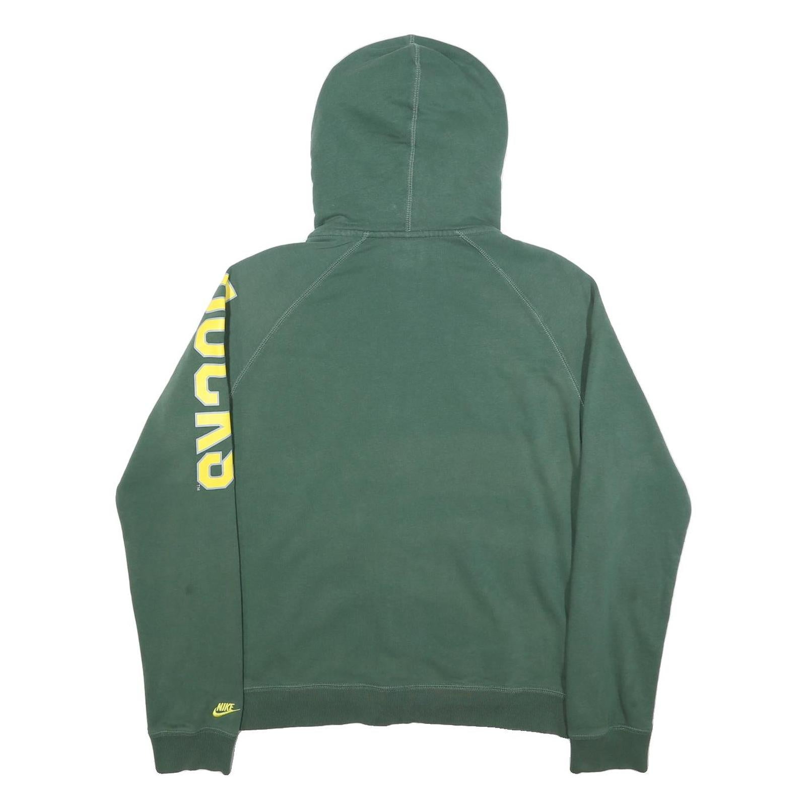 NIKE Womens Green Oregon Full Zip Hoodie XL University Logo Lightweight