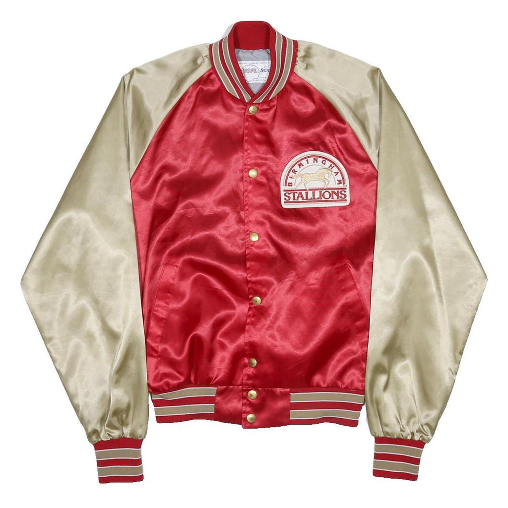 USFL BY SWINGSTER Mens Red & Beige Satin Jacket S Nylon Birmingham Stallions