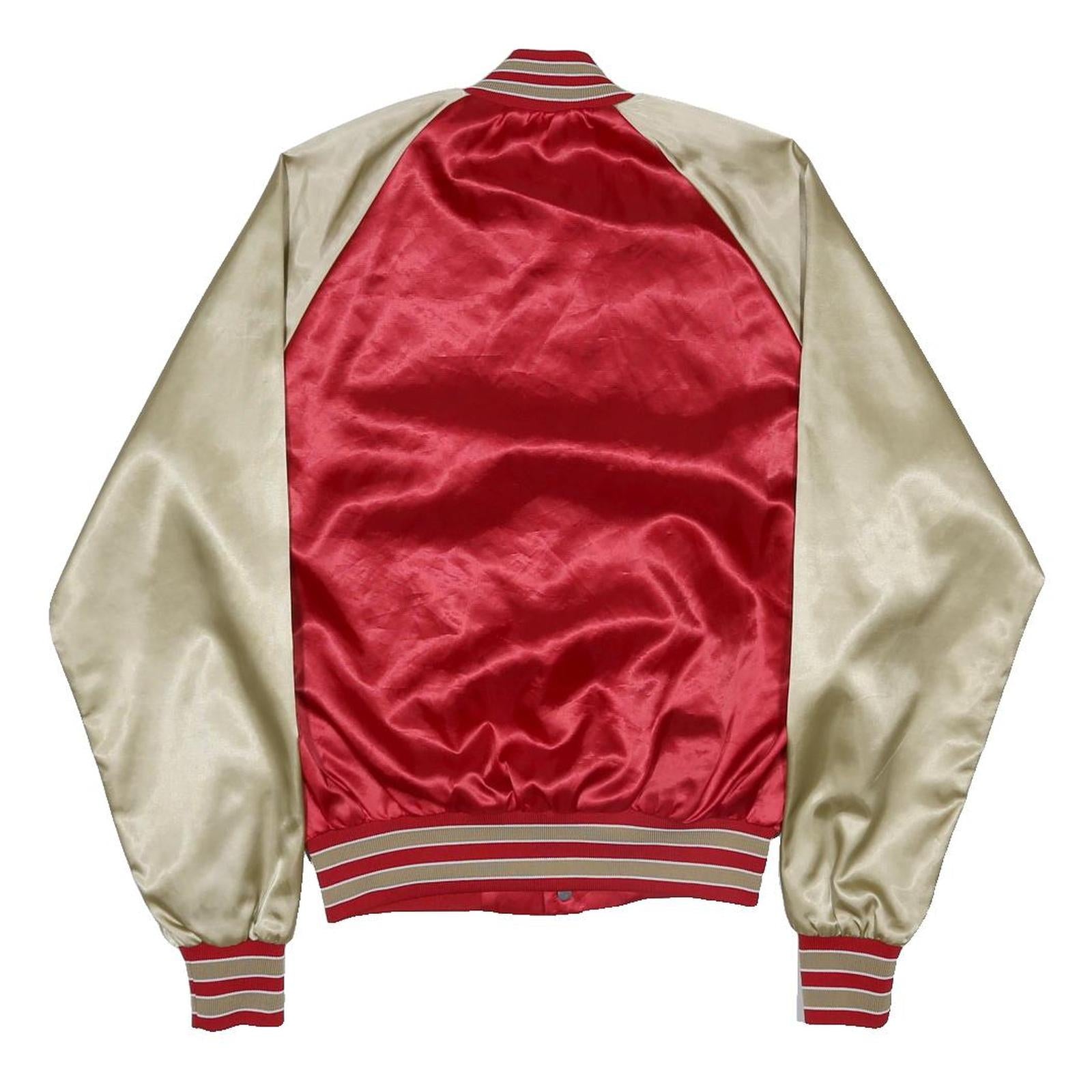 USFL BY SWINGSTER Mens Red & Beige Satin Jacket S Nylon Birmingham Stallions