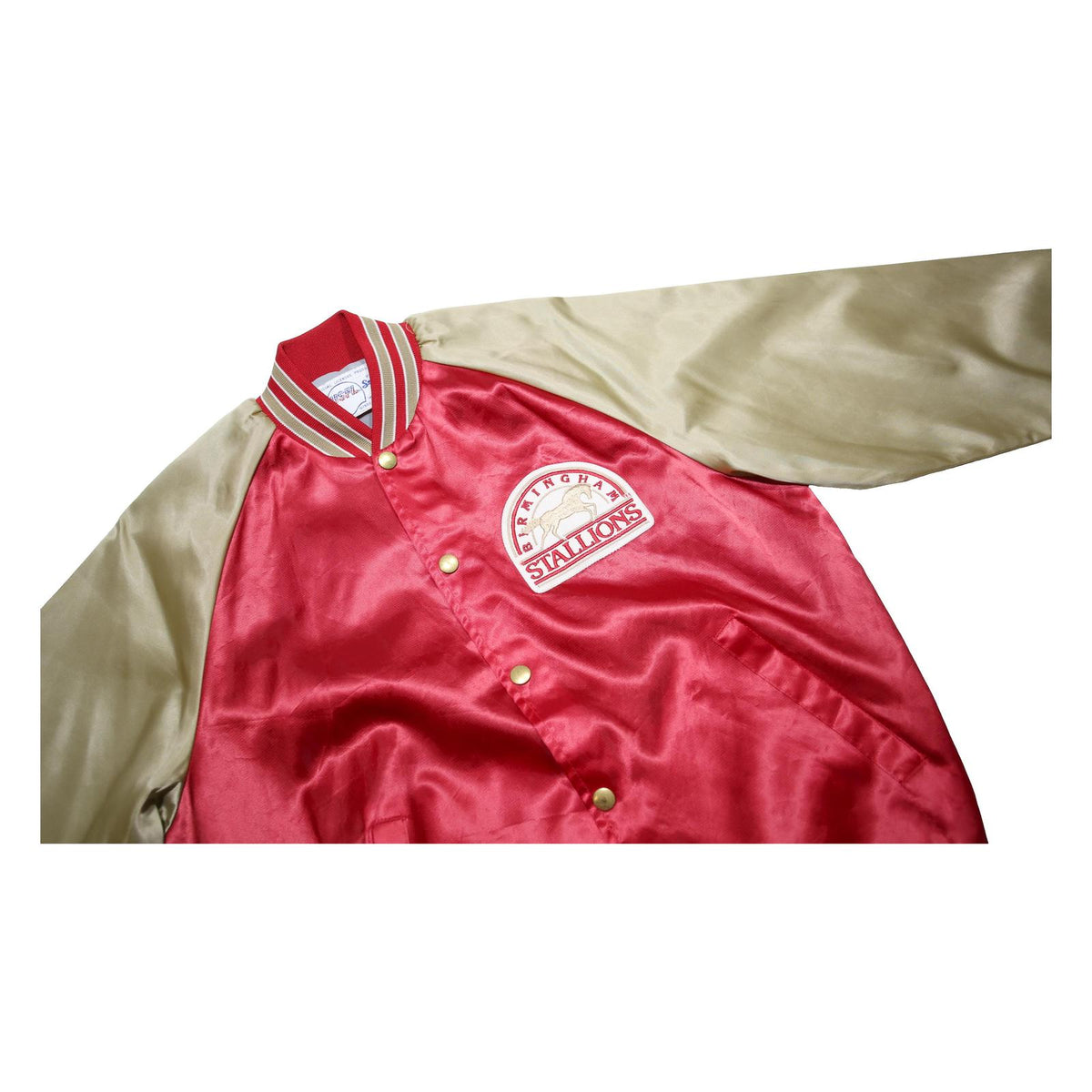 USFL BY SWINGSTER Mens Red & Beige Satin Jacket S Nylon Birmingham Stallions