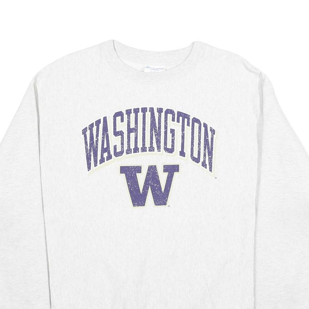 CHAMPION REVERSE WEAVE Mens White Washington Crew Neck L Sweatshirt Cotton Blend