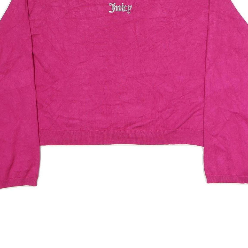 JUICY COUTURE Womens Pink Plain Jumper Crew Neck Basic Knit M Crop Top