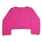 JUICY COUTURE Womens Pink Plain Jumper Crew Neck Basic Knit M Crop Top
