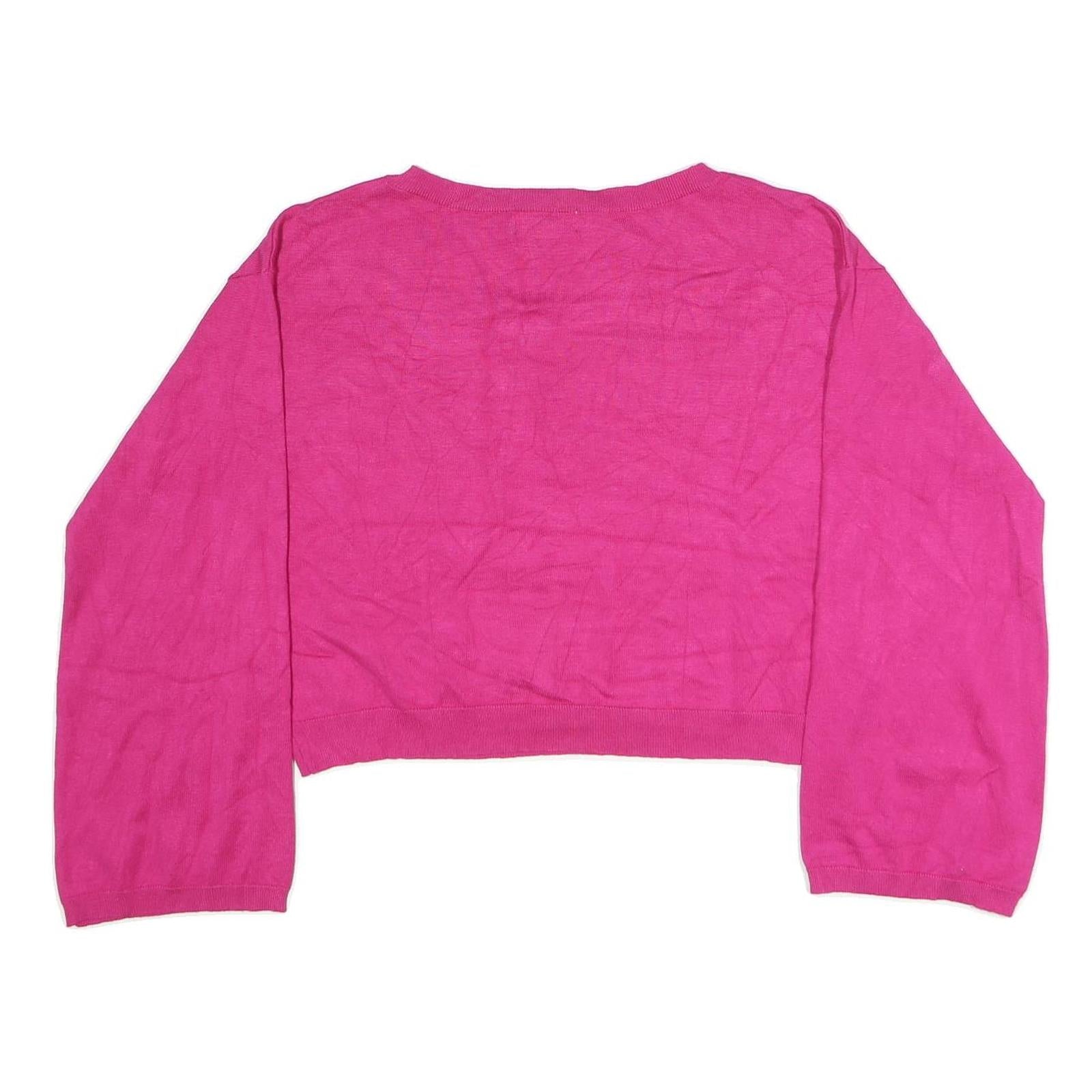 JUICY COUTURE Womens Pink Plain Jumper Crew Neck Basic Knit M Crop Top