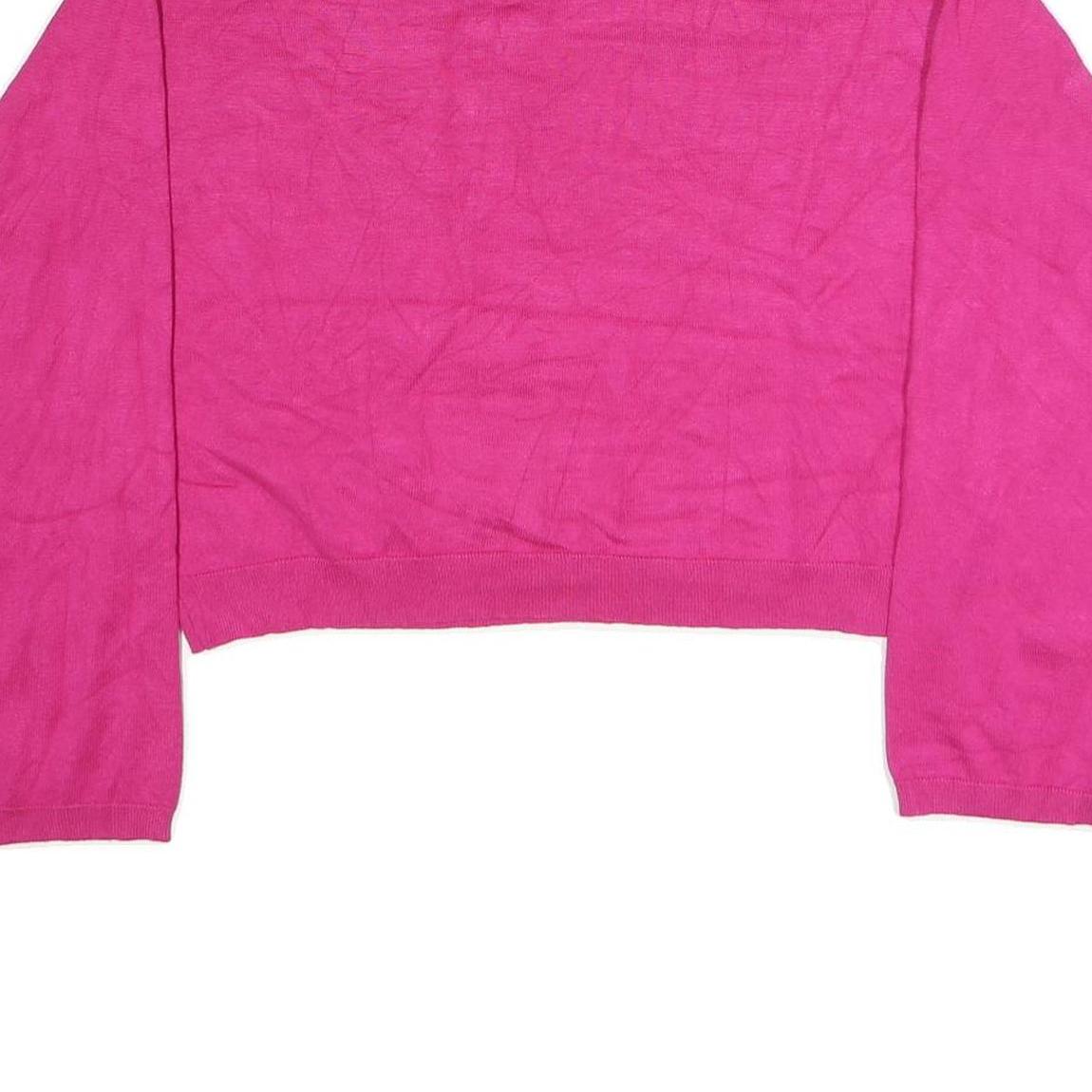 JUICY COUTURE Womens Pink Plain Jumper Crew Neck Basic Knit M Crop Top