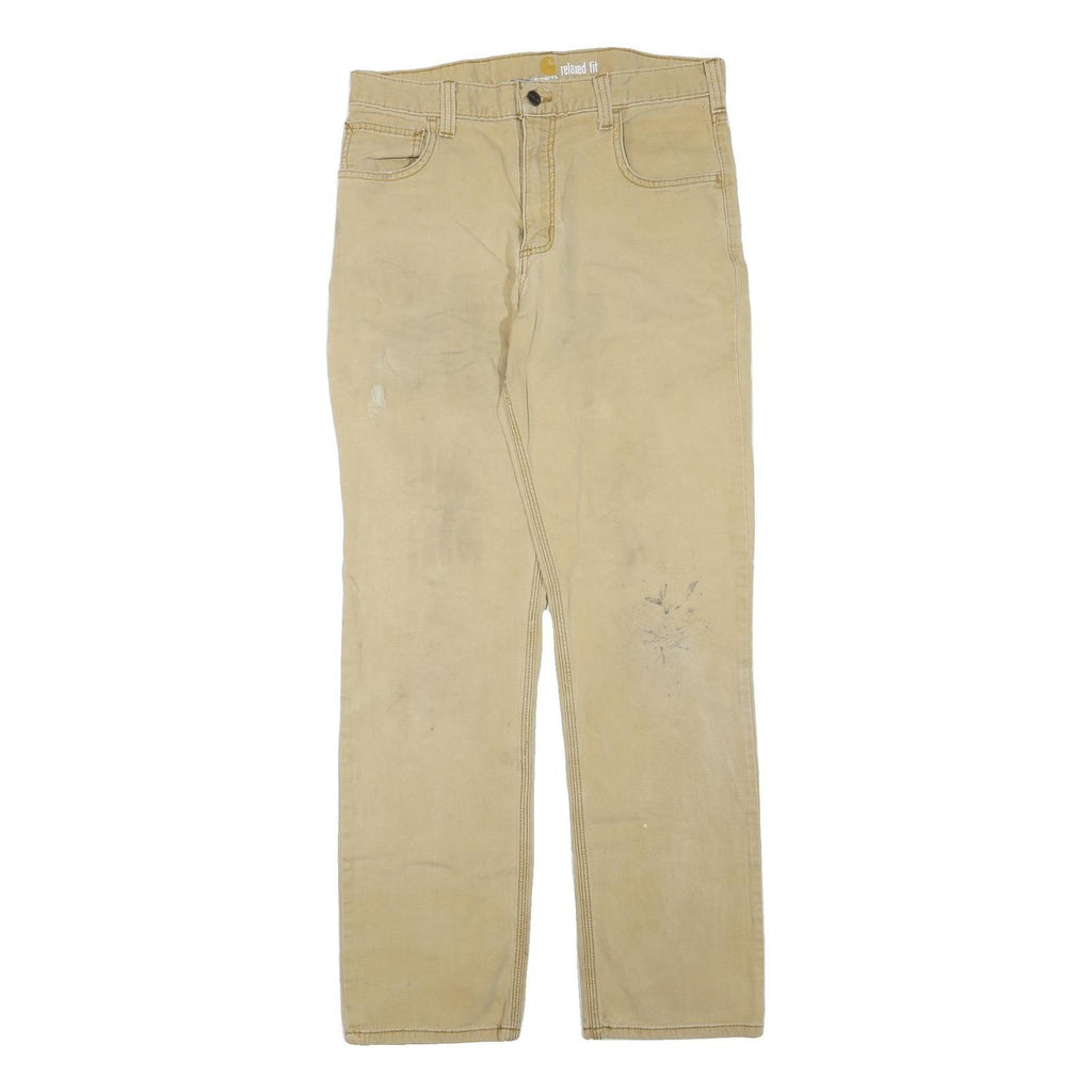 CARHARTT Mens Cotton Blend Beige Regular Fit Straight Leg Trousers W31 L32