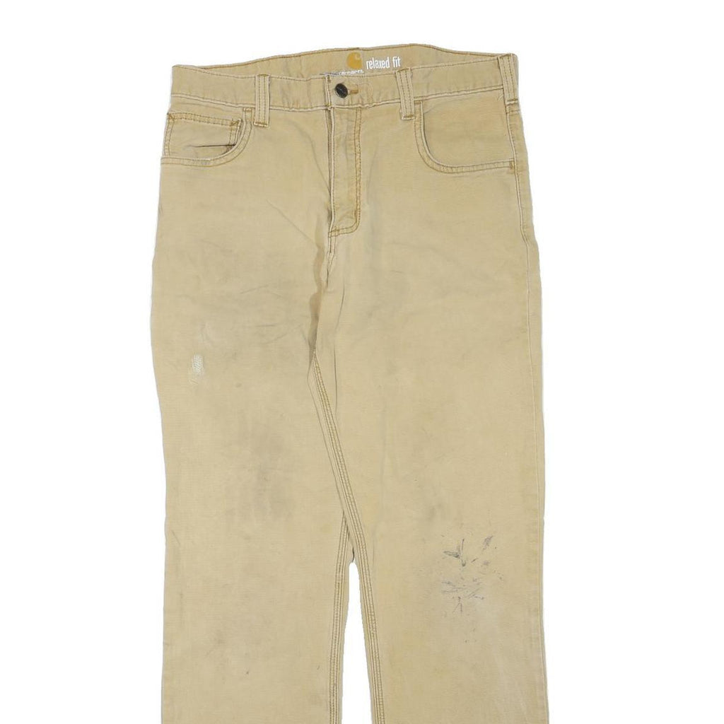 CARHARTT Mens Cotton Blend Beige Regular Fit Straight Leg Trousers W31 L32