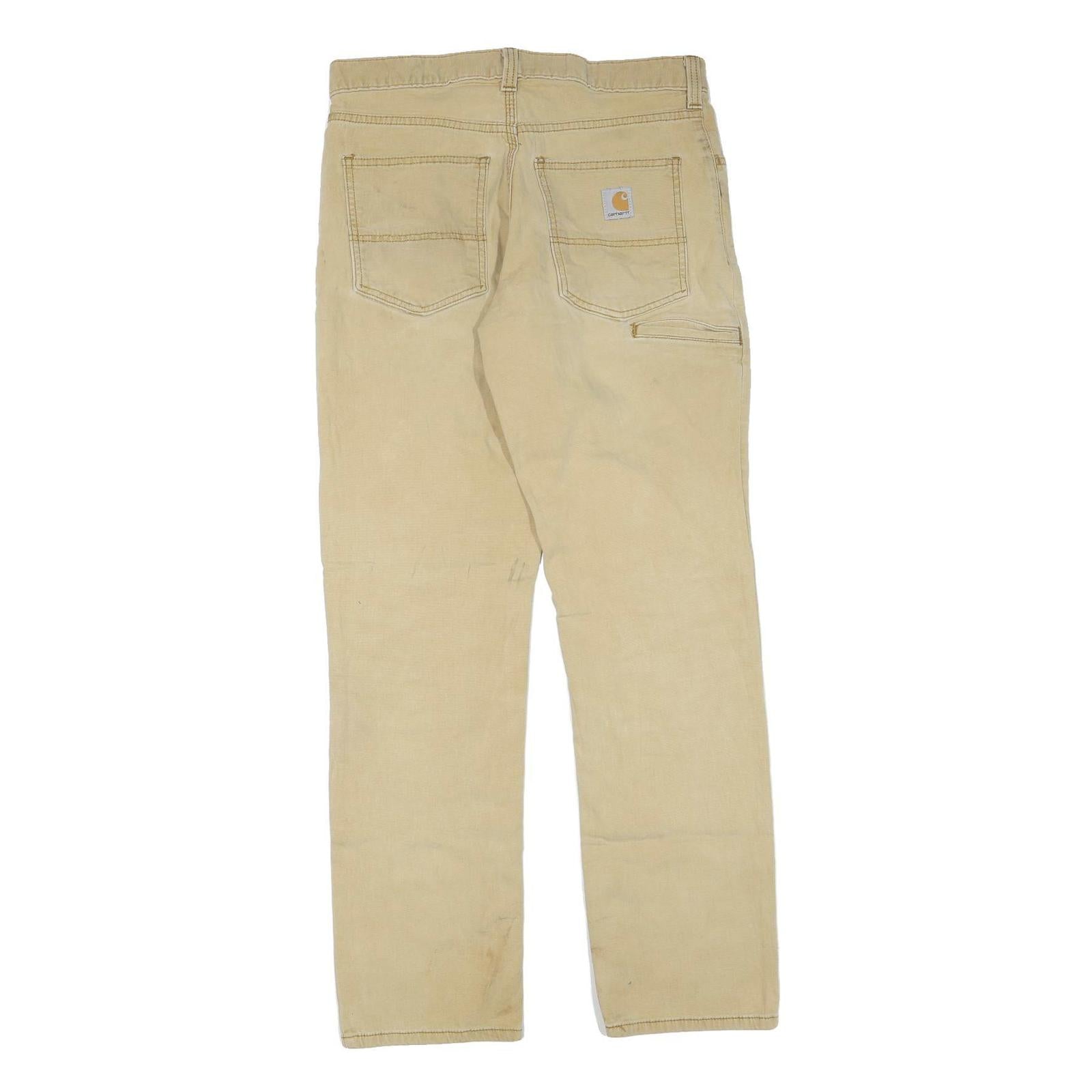CARHARTT Mens Cotton Blend Beige Regular Fit Straight Leg Trousers W31 L32