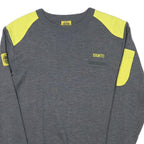 OAMTC Mens Grey & Yellow Plain Jumper Crew Neck Basic Knit M Cotton Blend