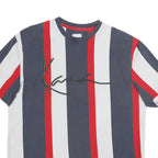 KARL KANI Mens Blue & Red & White Graphic T-Shirt L Short Sleeve Crew Neck