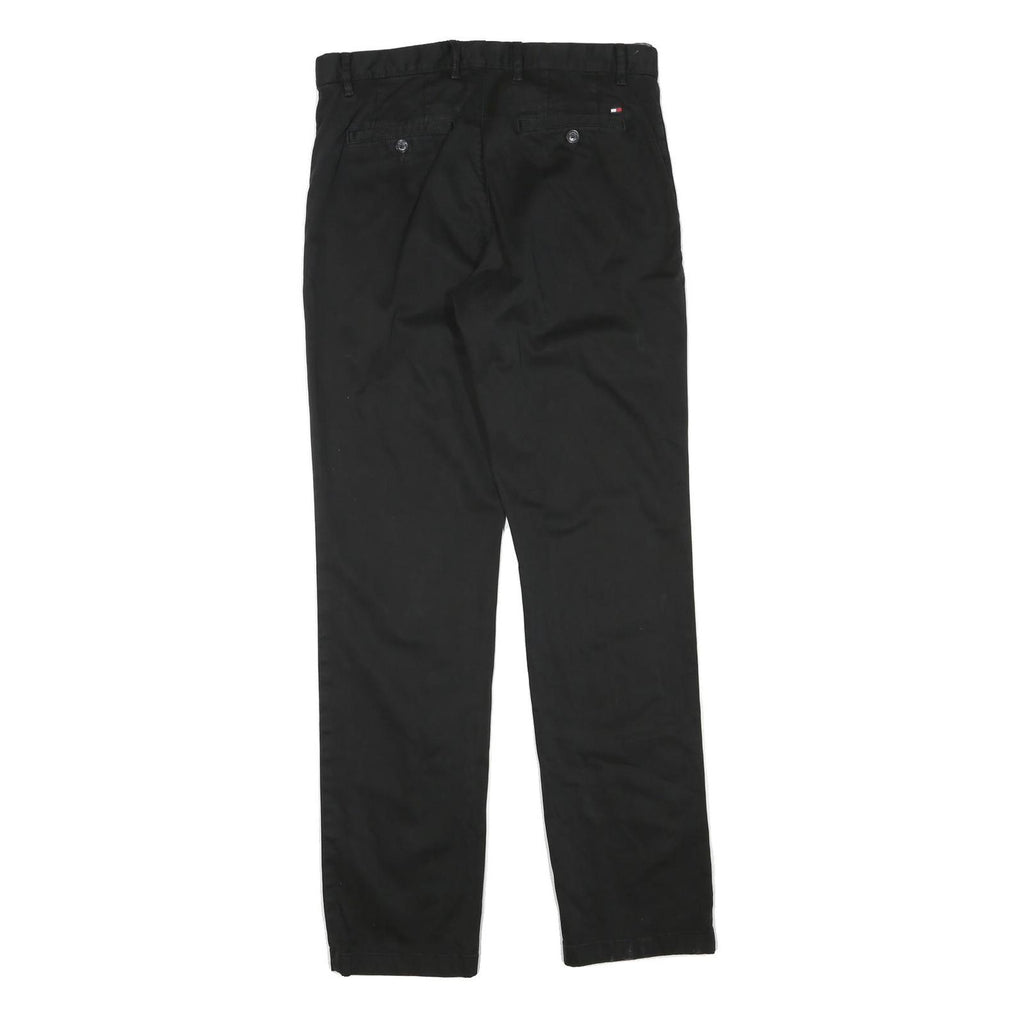 TOMMY HILFIGER Mens Cotton Blend Black Regular Fit Straight Leg Trousers W30 L32