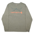 CARHARTT Mens Grey Graphic T-Shirt L Long Sleeve Crew Neck Cotton Blend Casual
