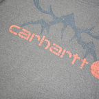 CARHARTT Mens Grey Graphic T-Shirt L Long Sleeve Crew Neck Cotton Blend Casual