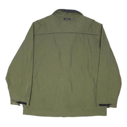NAUTICA Mens Olive Green Outdoor Jacket L Polyester Blend Zip Plain Lightweight