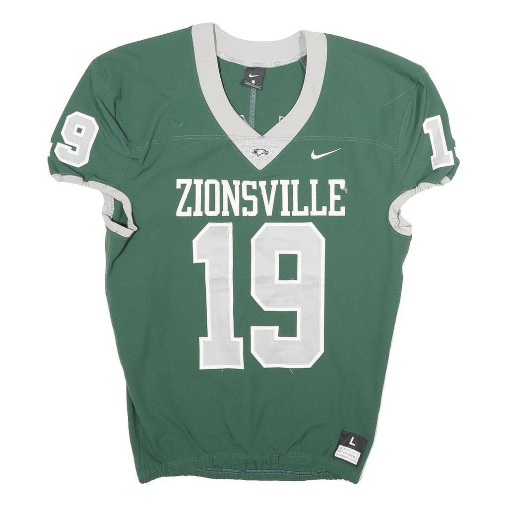 NIKE Mens Green & Grey Zionsville Graphic T-Shirt L Short Sleeve V-Neck