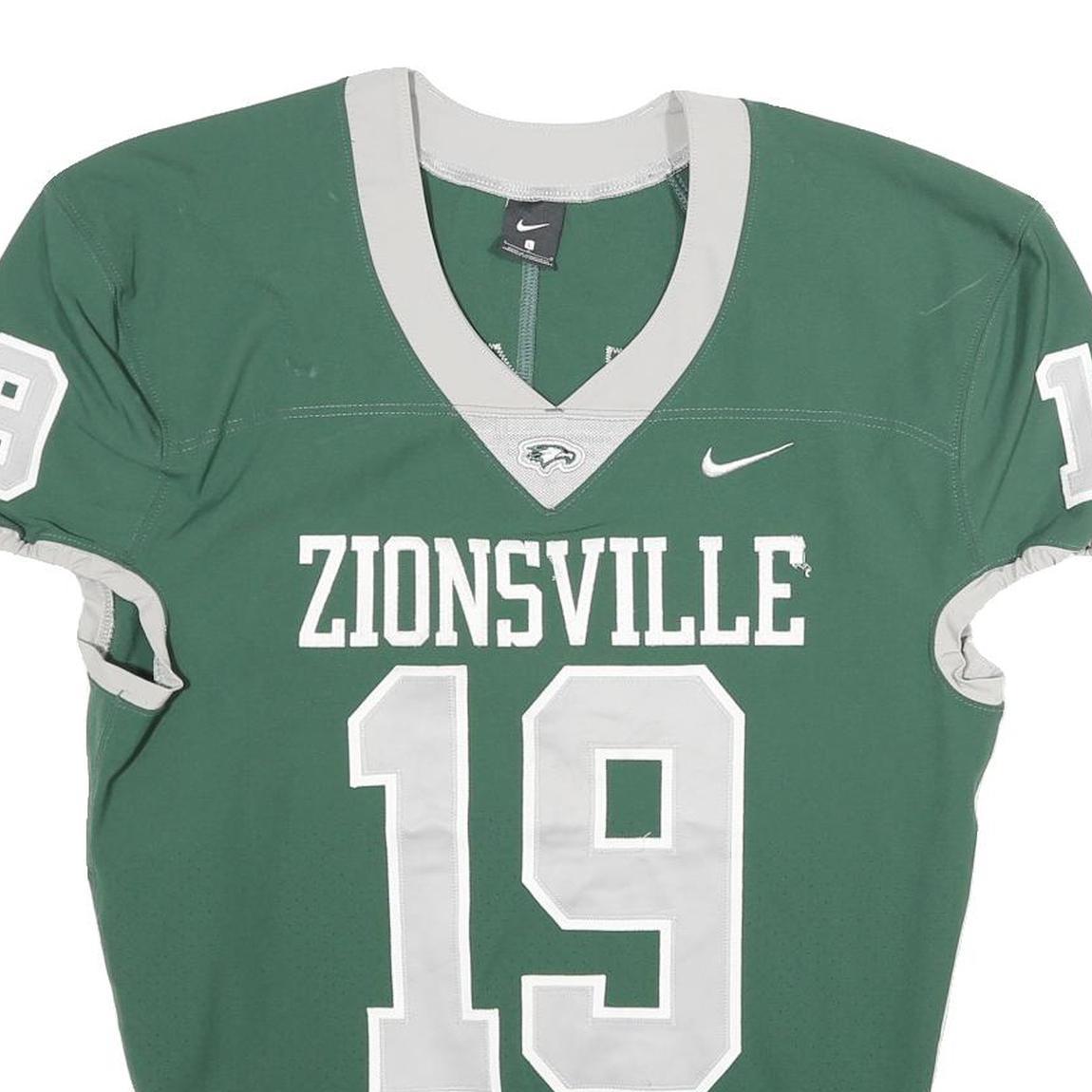 NIKE Mens Green & Grey Zionsville Graphic T-Shirt L Short Sleeve V-Neck