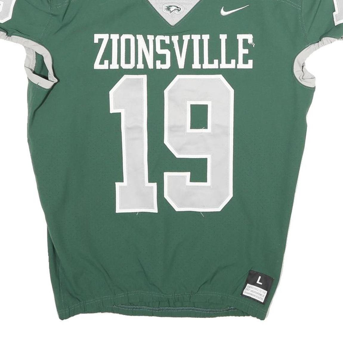 NIKE Mens Green & Grey Zionsville Graphic T-Shirt L Short Sleeve V-Neck