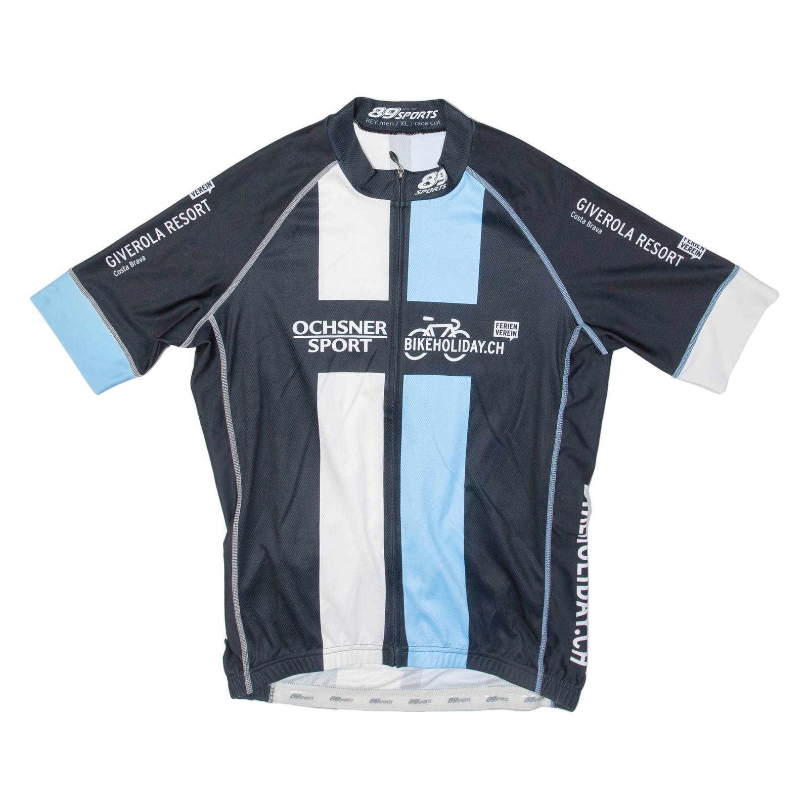 89 SPORTS Full Zip Cycling Mens Jersey Black XL