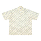 CAMPIA Mens Cream Geometric Pattern Short Sleeve Shirt XL Casual Summer Cotton