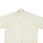 CAMPIA Mens Cream Geometric Pattern Short Sleeve Shirt XL Casual Summer Cotton
