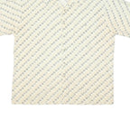 CAMPIA Mens Cream Geometric Pattern Short Sleeve Shirt XL Casual Summer Cotton