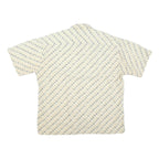 CAMPIA Mens Cream Geometric Pattern Short Sleeve Shirt XL Casual Summer Cotton