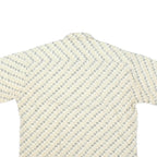 CAMPIA Mens Cream Geometric Pattern Short Sleeve Shirt XL Casual Summer Cotton