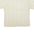 CAMPIA Mens Cream Geometric Pattern Short Sleeve Shirt XL Casual Summer Cotton